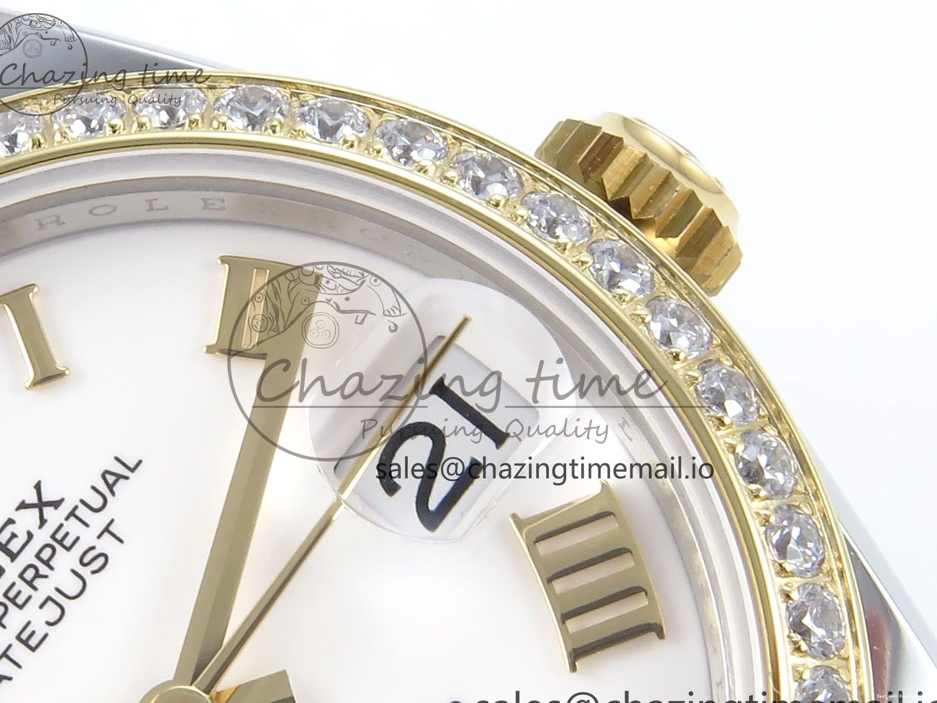 Good Copy Rolex Watches Jubilee Diamonds ETA Roman Dial 278383RBR MoistureWicking ARF SS Bracelet 904L DateJust Best 31 1:1 Bezel on White Edition Steel 407 YG 0108